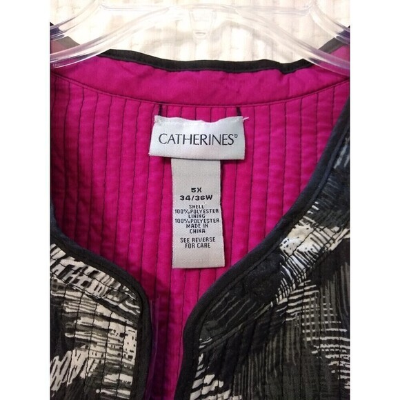 Catherines Jacket Women's 5X Black Reversible Quilted Long Sleeve Open Front NWT - Picture 3 of 7